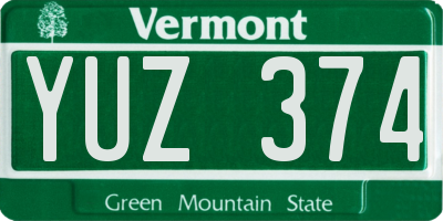 VT license plate YUZ374