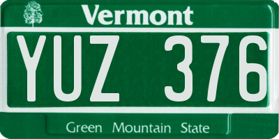 VT license plate YUZ376