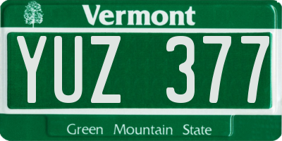 VT license plate YUZ377