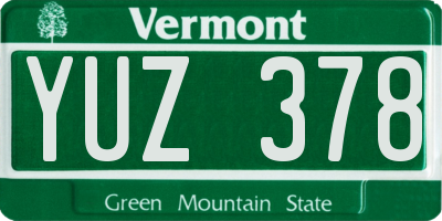 VT license plate YUZ378