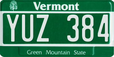 VT license plate YUZ384