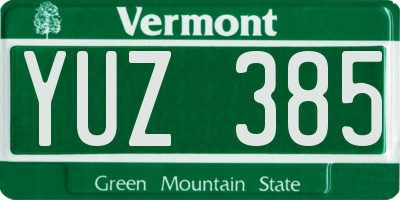 VT license plate YUZ385