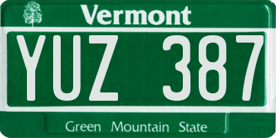 VT license plate YUZ387