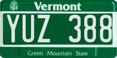 VT license plate YUZ388