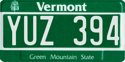 VT license plate YUZ394