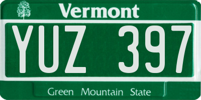 VT license plate YUZ397