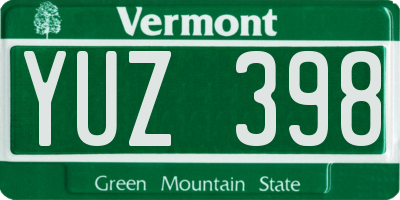 VT license plate YUZ398