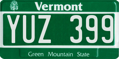 VT license plate YUZ399