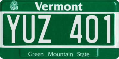 VT license plate YUZ401