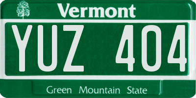 VT license plate YUZ404
