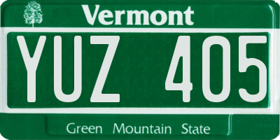 VT license plate YUZ405