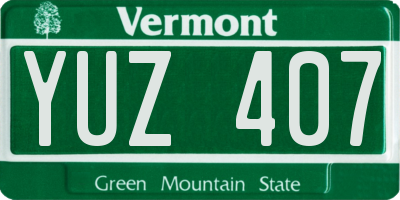 VT license plate YUZ407