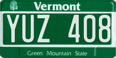 VT license plate YUZ408