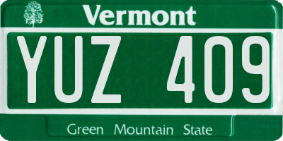 VT license plate YUZ409