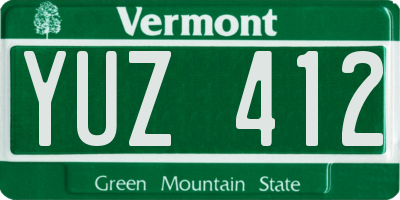 VT license plate YUZ412