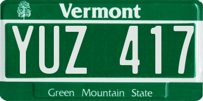 VT license plate YUZ417
