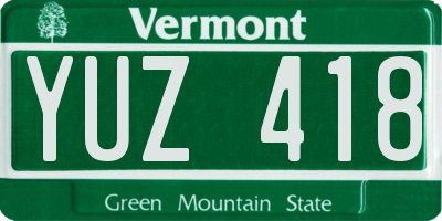 VT license plate YUZ418