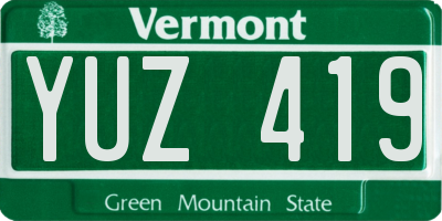 VT license plate YUZ419