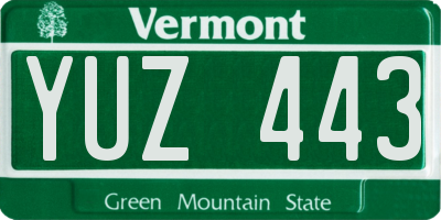 VT license plate YUZ443