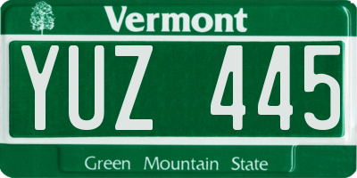 VT license plate YUZ445