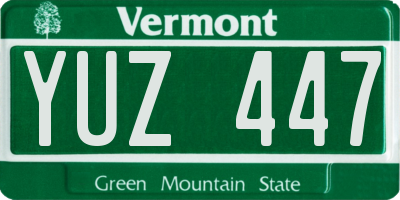 VT license plate YUZ447