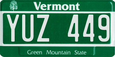 VT license plate YUZ449