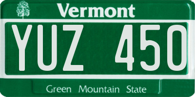 VT license plate YUZ450