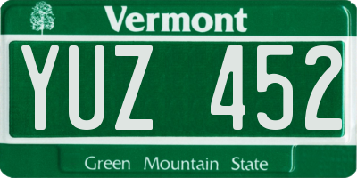 VT license plate YUZ452