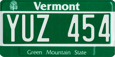 VT license plate YUZ454