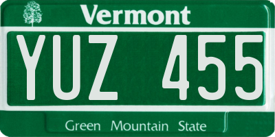 VT license plate YUZ455