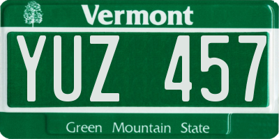 VT license plate YUZ457