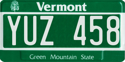 VT license plate YUZ458