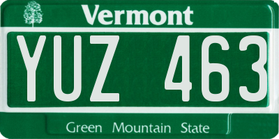 VT license plate YUZ463