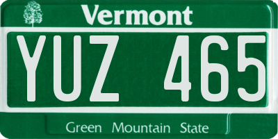 VT license plate YUZ465