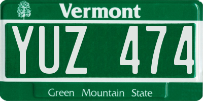 VT license plate YUZ474