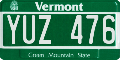 VT license plate YUZ476