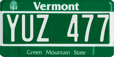 VT license plate YUZ477