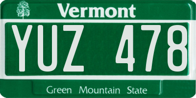 VT license plate YUZ478