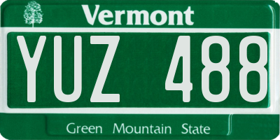 VT license plate YUZ488