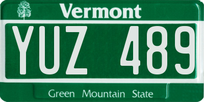 VT license plate YUZ489