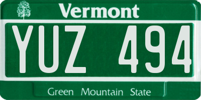 VT license plate YUZ494