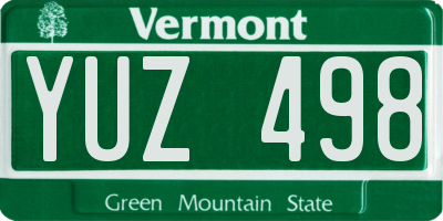 VT license plate YUZ498