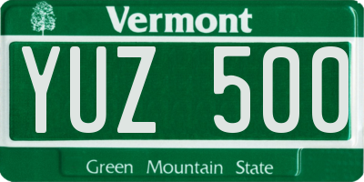 VT license plate YUZ500