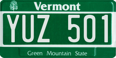 VT license plate YUZ501