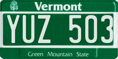 VT license plate YUZ503