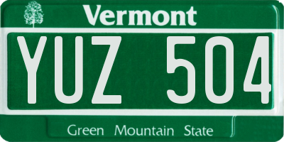 VT license plate YUZ504