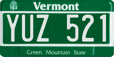VT license plate YUZ521