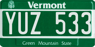 VT license plate YUZ533