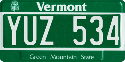 VT license plate YUZ534