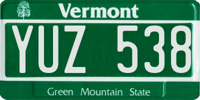 VT license plate YUZ538